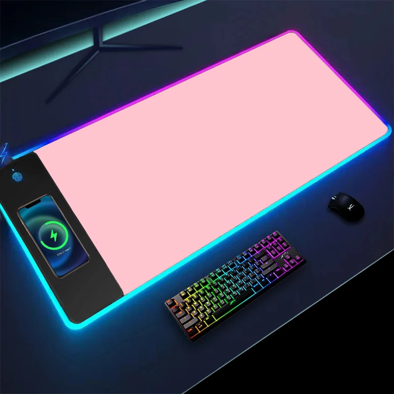 Carregamento sem Fio Branco Mouse Pad Desk Carpet Gaming Laptops pc Gamer Acessórios Tapete de Computador Rgb xl - Imagem 4