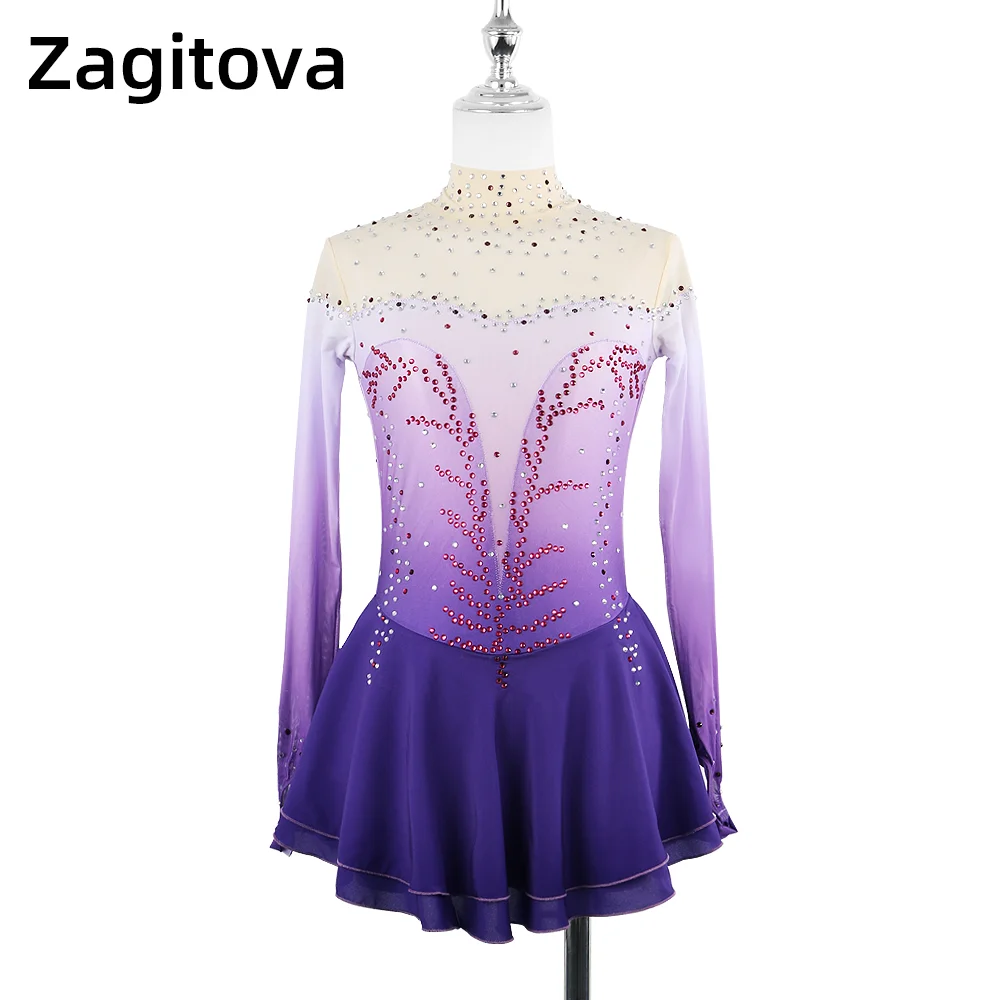 

ZAGITOVA Women's Girl's Adult Kid Performance Rhythmic Gymnastics Competition Leotard Ice Figure Skating Dress Lilac Colour