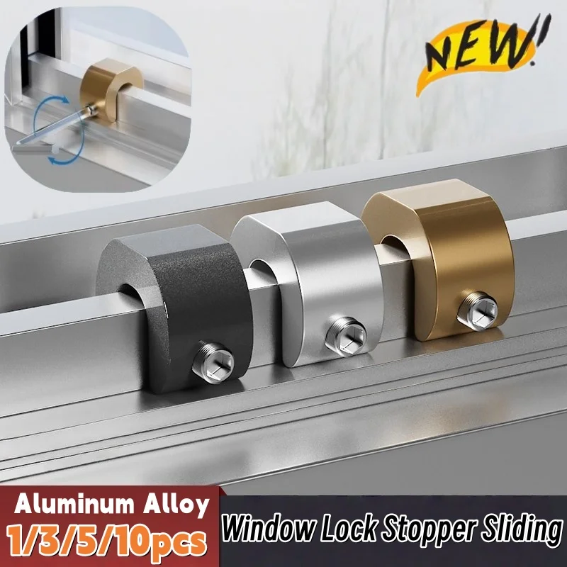 Aluminum Alloy Window Lock Stopper Sliding Window Anti-theft lock Sliding Door Baby Kids Child Safety Doors Lock 10-1pcs