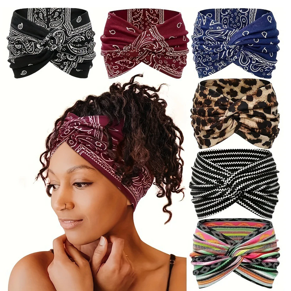 Verdrehte breite Stirnbänder für Frauen extra großer Turban -Training Stirnband Fashion Yoga Haarbänder Boho Twisted Dick Hair Accessoires – Detail 3