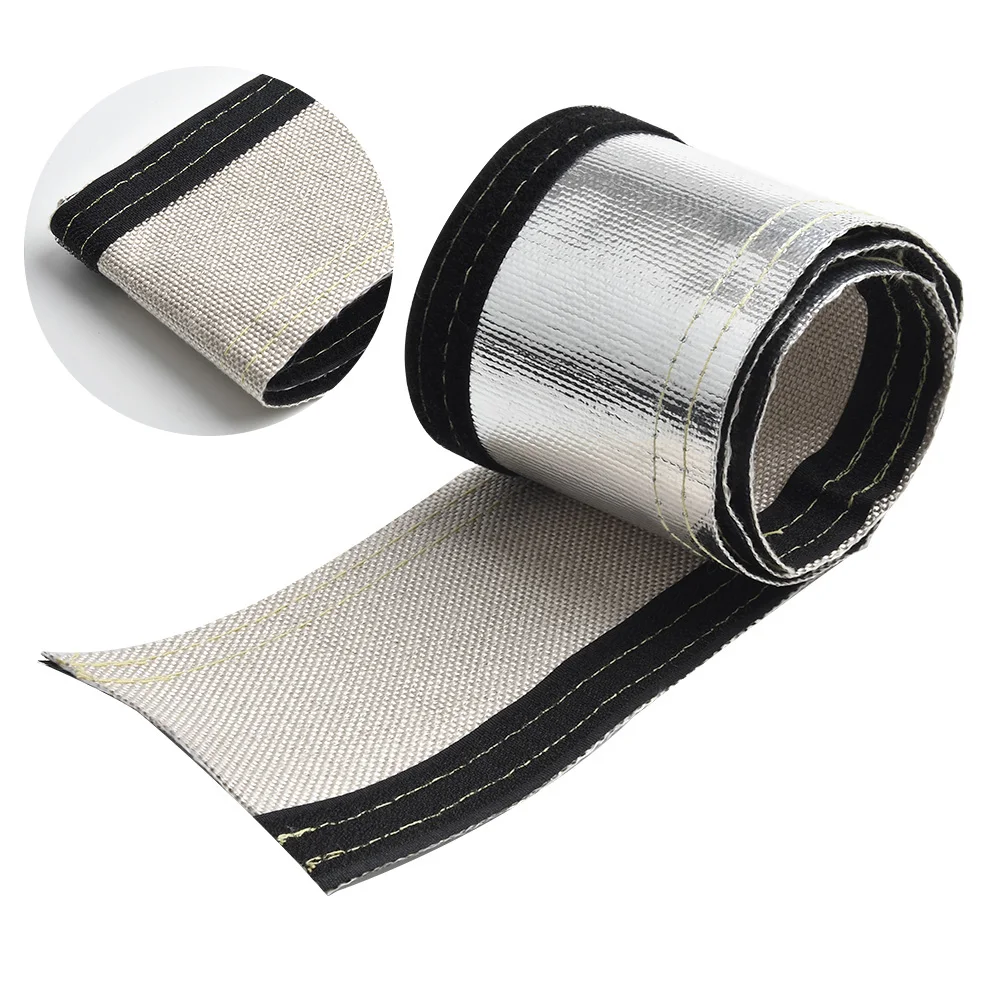 Metal Heat Shield Sleeve Insulated Wire Hose Cover Wrap Loom Tube (2FtX4.2") Sound Heat Insulation Cotton Auto Interior Accessory