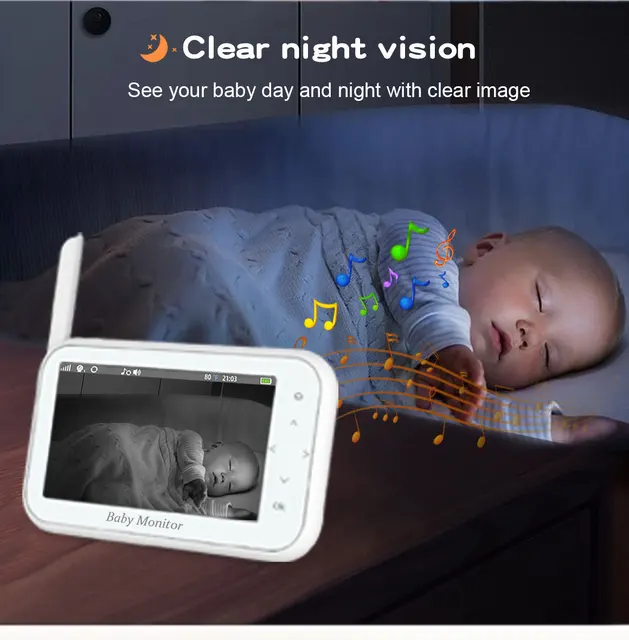 720P Wireless PTZ Baby Monitor Temperature Monitoring 4.5Inch  VOX Feeding Remind Intercom BabySistter Nanny Cam CCTV Camera 6