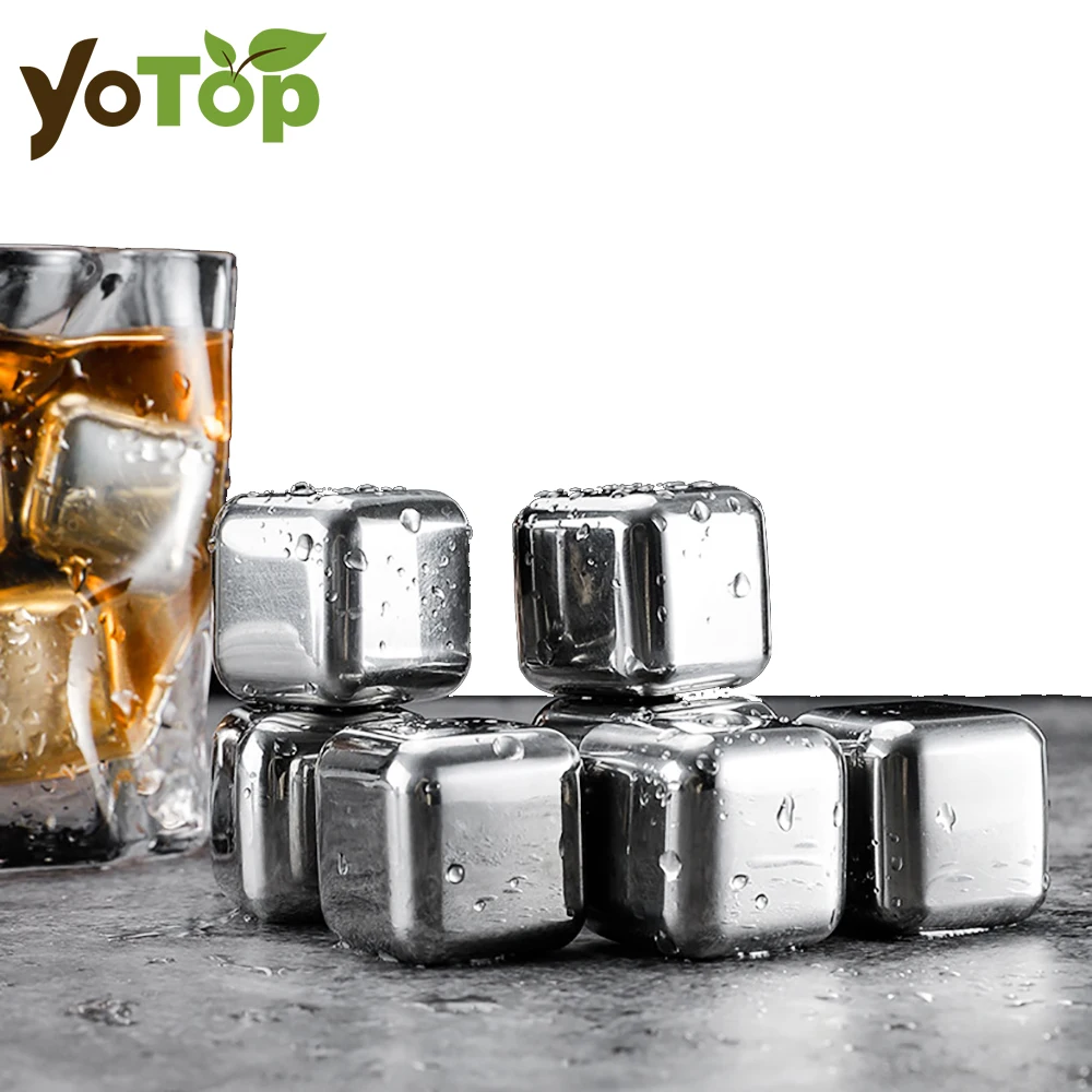 1/2/4/6 Pc Stainless Steel Ice Cube Set Reusable Chilling Stones for Whiskey Wine Wine Cooling Cube Chilling Rock Party Bar Tool
