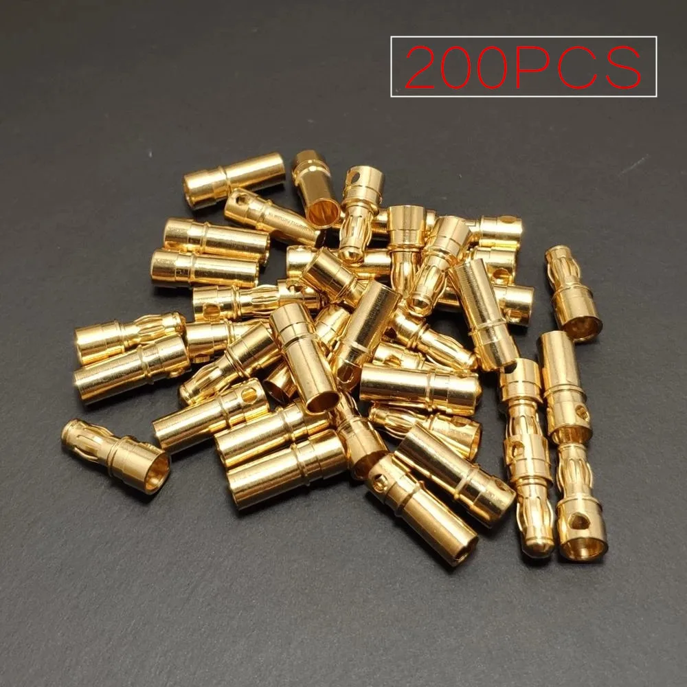 

200pcs/100pairs 3.5mm Gold-plated Bullet Banana Connector Plugs Male/Female For RC Car Airplane Drone Motor Battery ESC Parts
