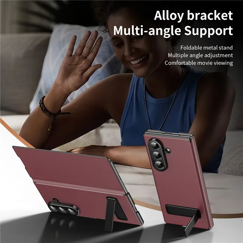 Leather Magnetic Flip Phone Case with Kickstand Holder - Elegant Book Cover Design