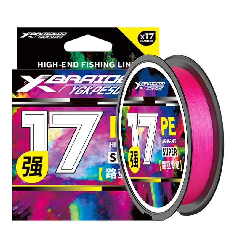 ピンクの編み込みPEライン、X17編み込み高品質構造釣り道具、鯉釣り用ライン