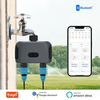 Tuya Smart Water Timer Programmable Sprinkler Timer with 2 Outlets for Automatic Irrigation System Works Alexa Hey Google 1