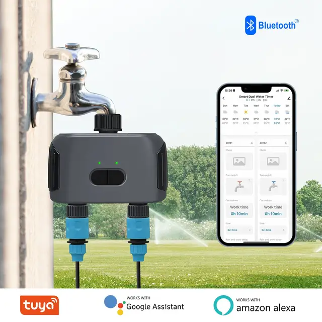 Tuya Smart Water Timer Programmable Sprinkler Timer with 2 Outlets for Automatic Irrigation System Works Alexa Hey Google 1