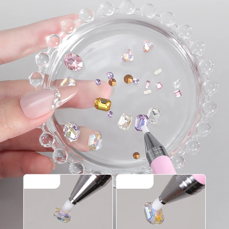 1Pc Nail Art Decoration Wax Dotting Pen For DIY Manicure Self-adhesive Rotary Nail Rhinestone Picker Pencil With 6Pc Replace Wax 6