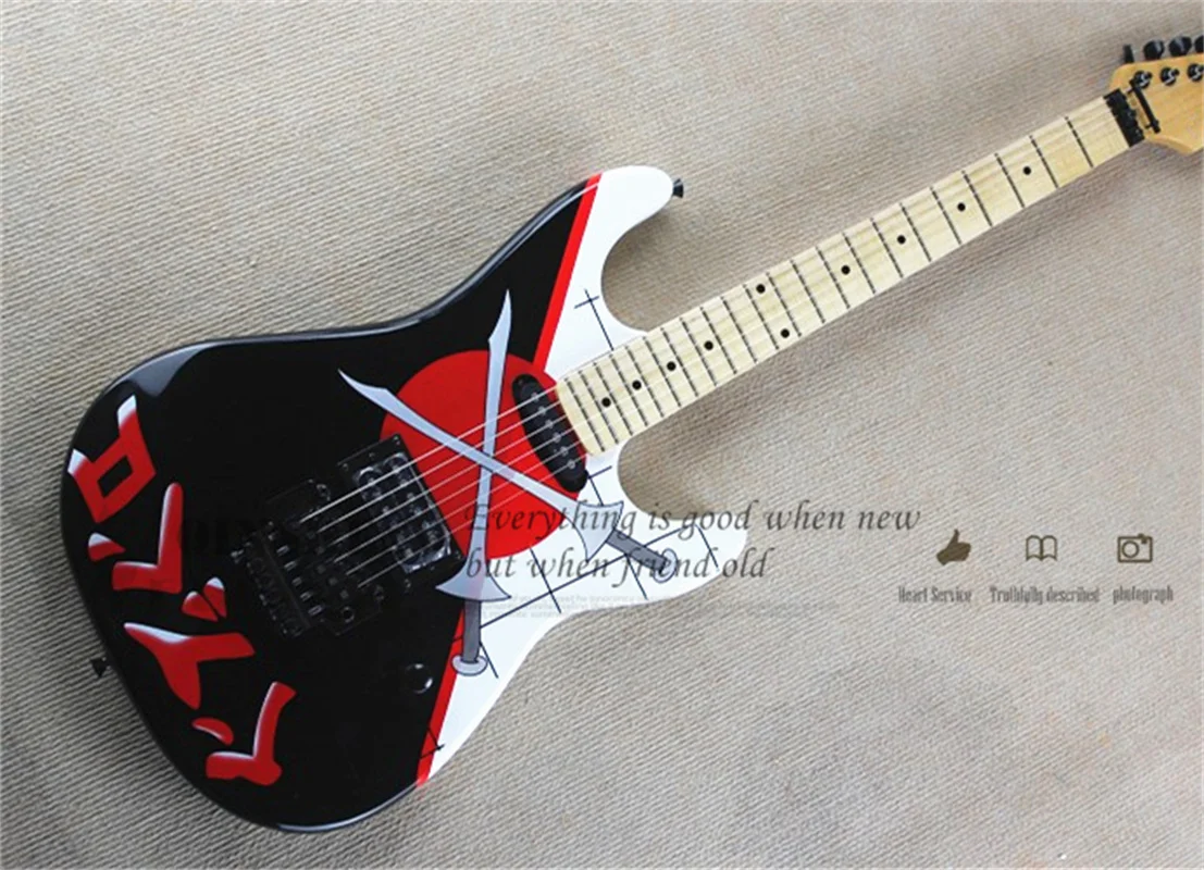 

Классическая электрическая гитара, гитара Cha, фиксированный мост с черным корпусом, белые звукосниматели с кленовым грифом