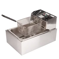 Electric Deep Fryer Professional Adjustable Temperature Stainless Steel Deep Fryer with Lid Basket for Commercial Use 6L 1