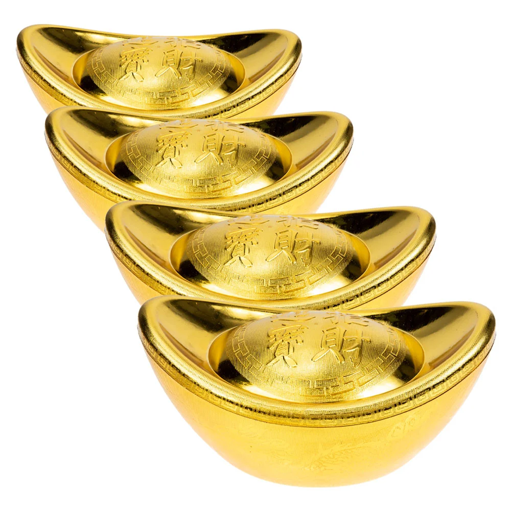 

4pcs Simulated Gold Ingot Desktop Chinese New Year Gold Ingot Candy Cases