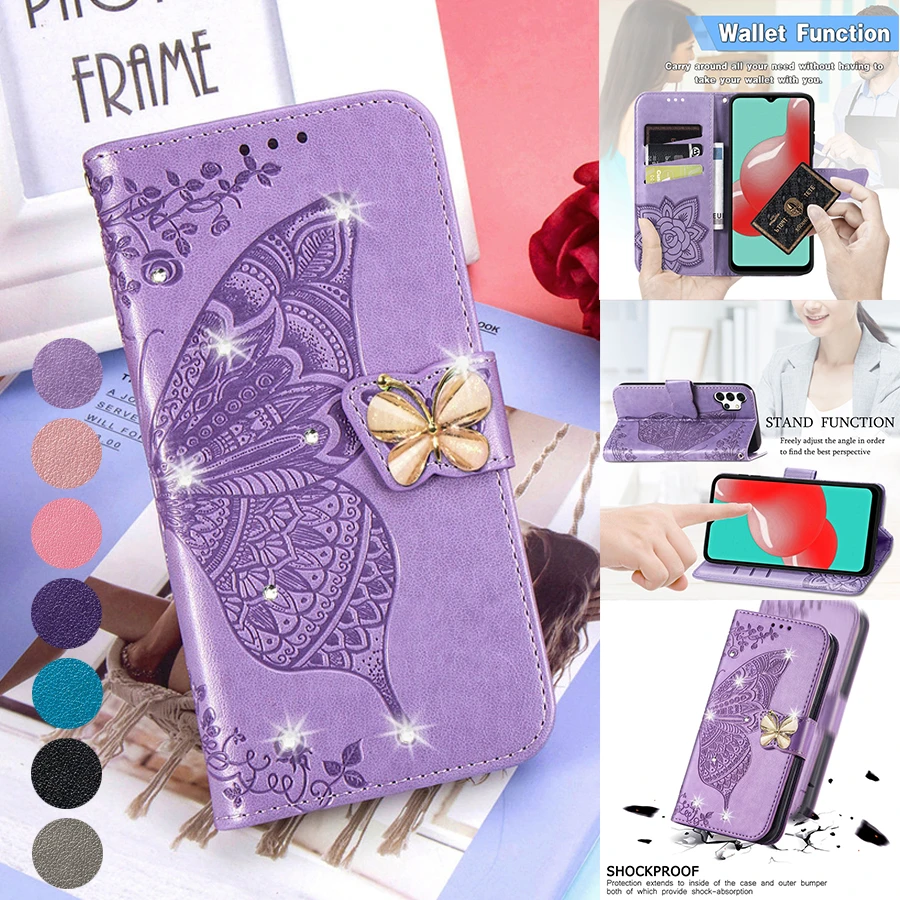 best case for samsung Wallet Leather Butterfly Flower Case For Samsung Galaxy A03S A12 A13 2022 A32 A50 A51 A52 A71 A72 S22 S21 S20 Plus Ultra FE S10 cute samsung cases