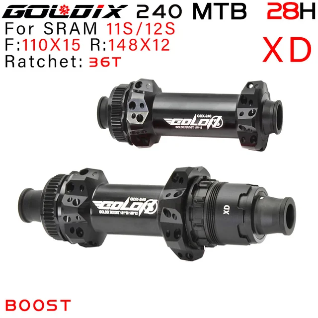 GOLDIX 240 EXP 180 MTB Bike 28H Naben Center Lock Disc Brake In Front 110*15 Rear148 *12mm Ultra Light DT 180 MTB Hub 110X15 148X12 XD