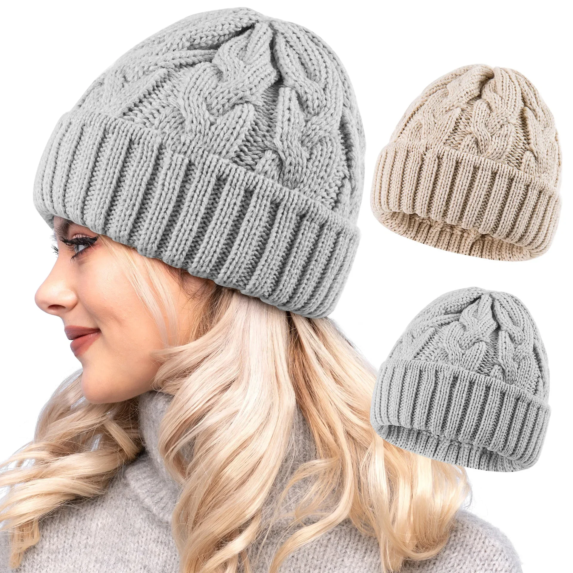 2024 Fashion Warm Knitted Hat Skullies Winter Knitted Beanies Unisex Men Women Cap Female Bonnet Foldable Ski Outdoor Hats 4
