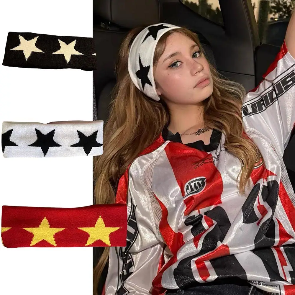 1PC Outerdoor Hair Band Korean Stars Head Wraps Absorb Sweat Elastic Hair Bands Hair Accessories Star Pattern Running Headband