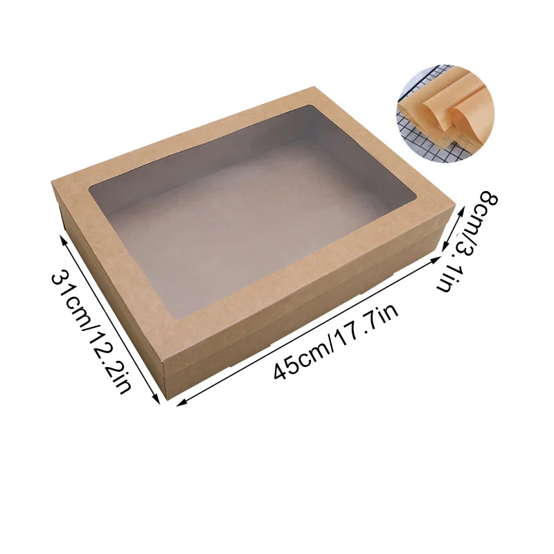 Description Picture 6 of itemDisposable Kraft Paper Picnic Box Outdoor Picnic Camping Dessert Food Container Bread Pizza Packing Carton Afternoon Tea Boxes