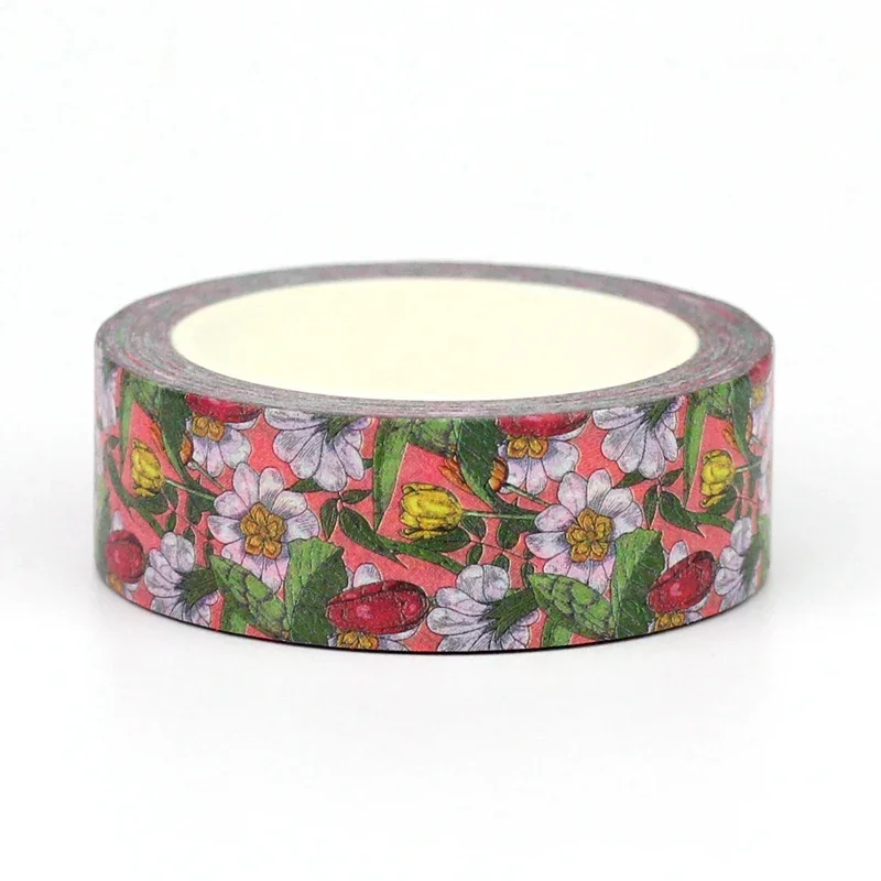 NEW 1PC 10M Decorative Beautiful Pink Tulips Washi Tape for Scrapbooking Journaing Adhesive Masking Tape Cute Stationery 2