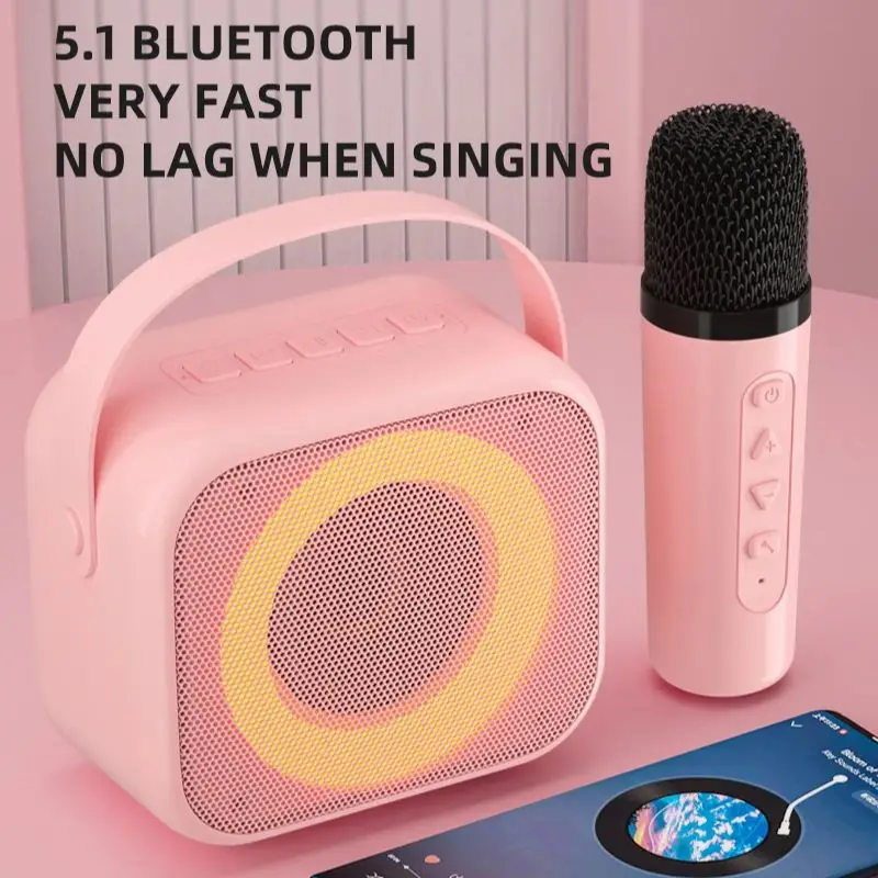 

Мини-караоке-машина для детей и взрослых колонка bluetooth,портативная колонка с 1-2 беспроводными микрофонами для детей 3 + лет, малышей и подростков блютуз колонка