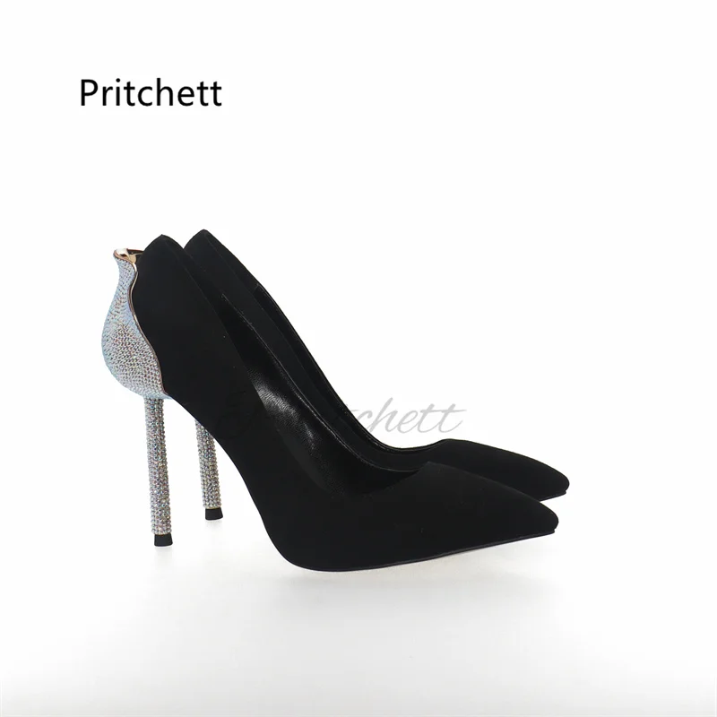 Rhinestone Flower Buds High Heels Women's Pumps Pointed Toe Stiletto Full Sheepskin Noble Sandals Women Luxury Wedding Shoes