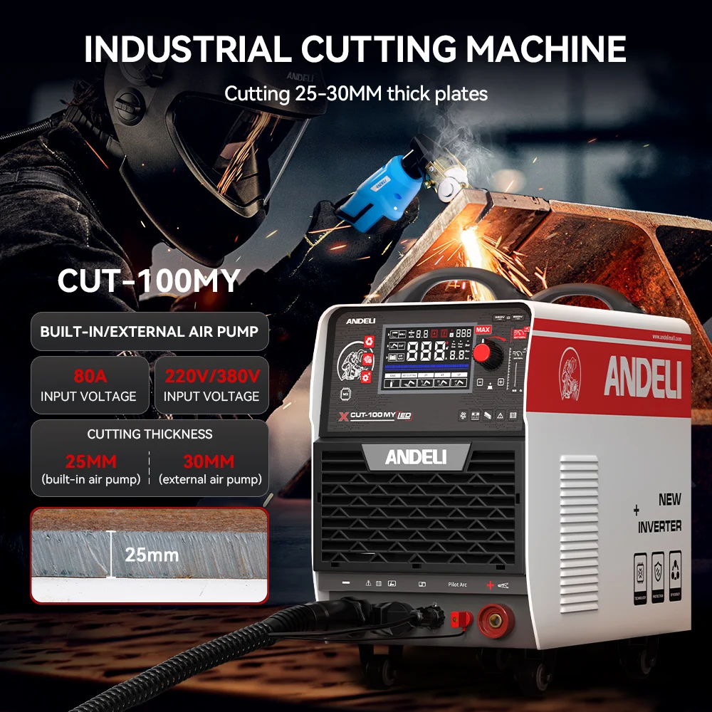 Andeli CUT-100 220V 380V 25-30MM Bult-in Compressor Plasma Cutter 100a Cutting Plasma