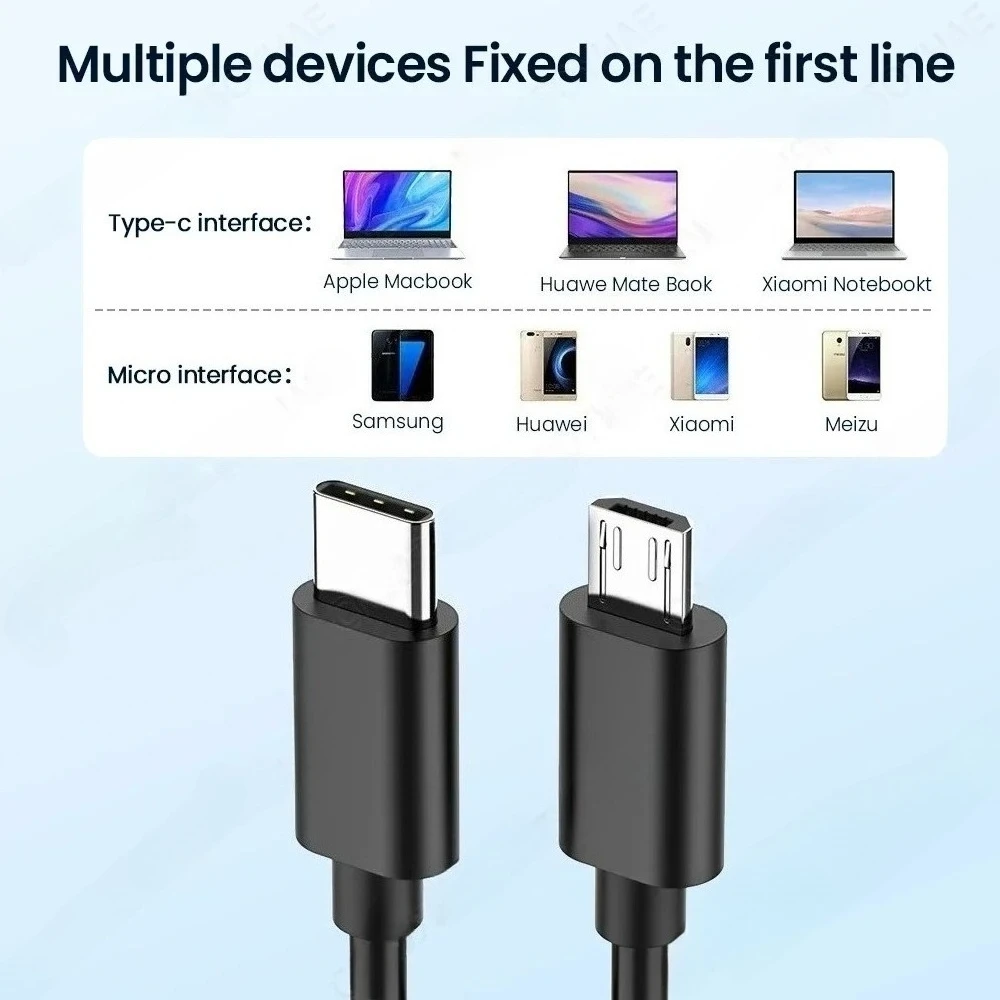 60W Type C to Micro USB Cable USB C Adapter Fast Charging Data Cord Charger For Macbook Pro Samsung Xiaomi Micro USB Adapter