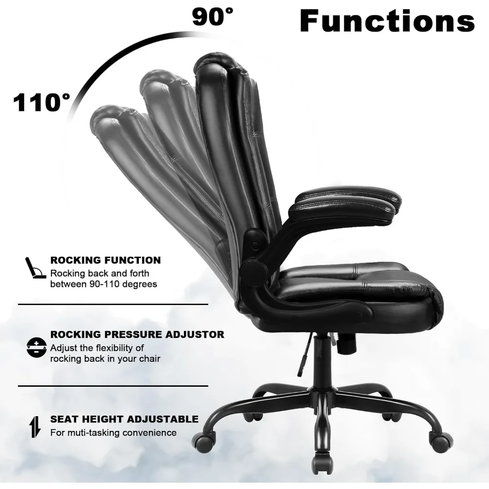 ergonomic high-back office chair with lumbar support and padded adjustable arms for home office use