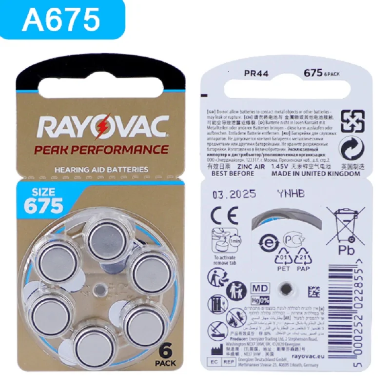 baterias das próteses auditivas do ar do zinco da energia de rayovac dos pces para acessórios sadios do amplificador transporte da gota