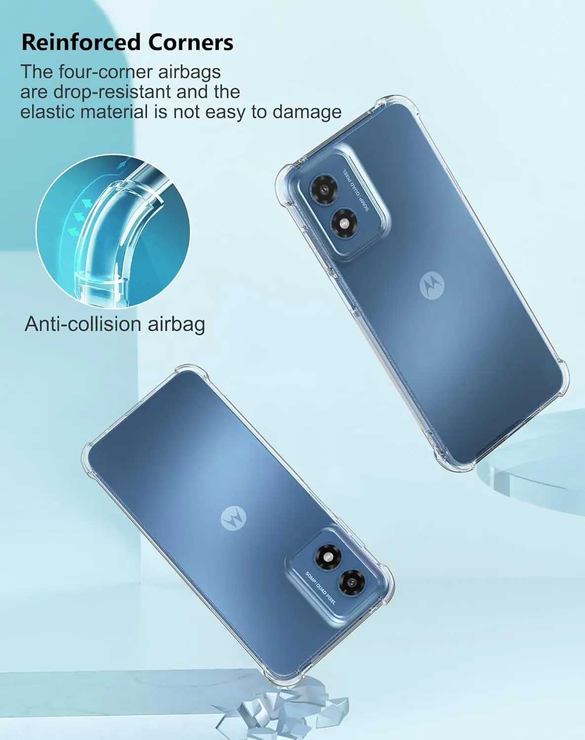 Crystal Clear Anti-Slip Shockproof TPU Case for Moto G Play 2024 – Durable Flexible Soft Cover