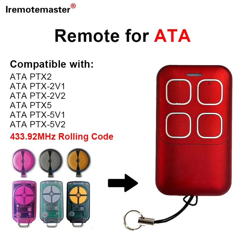 

For ATA PTX5 Remote Control Garage Door Opener 433.92MHz Rolling Code Compatible With ATA PTX5V2 PTX2 PTX2V1 PTX5V1 Transmitter