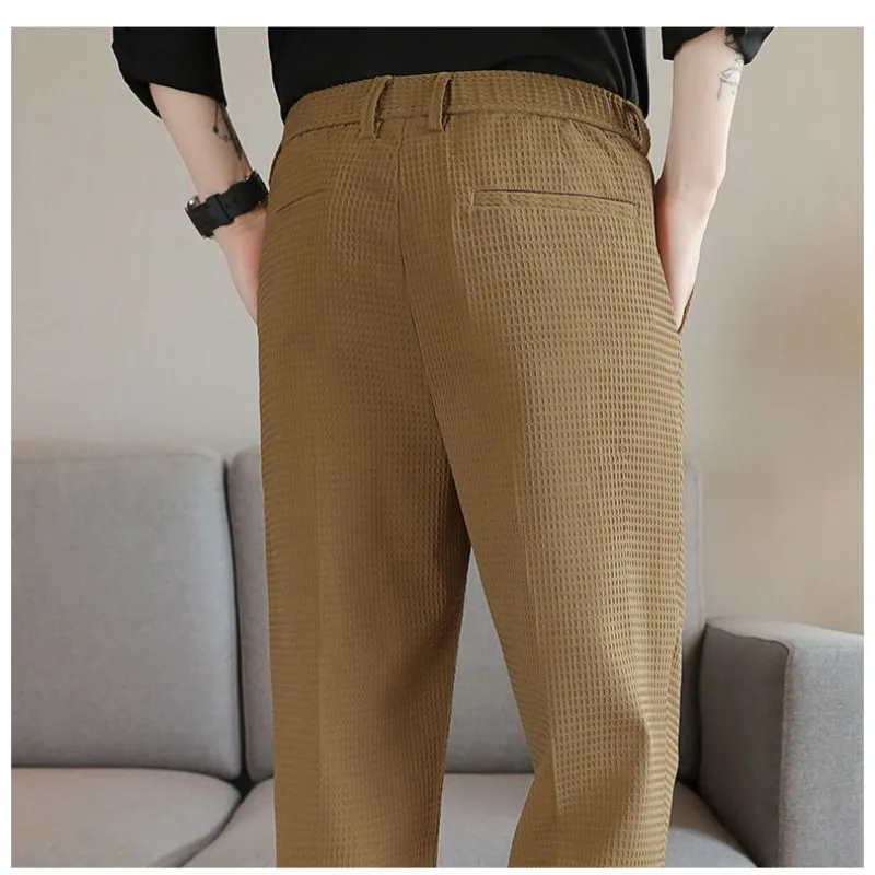 Business Casual Minimalist Comfortable Summer Men's 2024 New Patchwork Button Zipper Pocket Fashion Solid Color Straight Pants