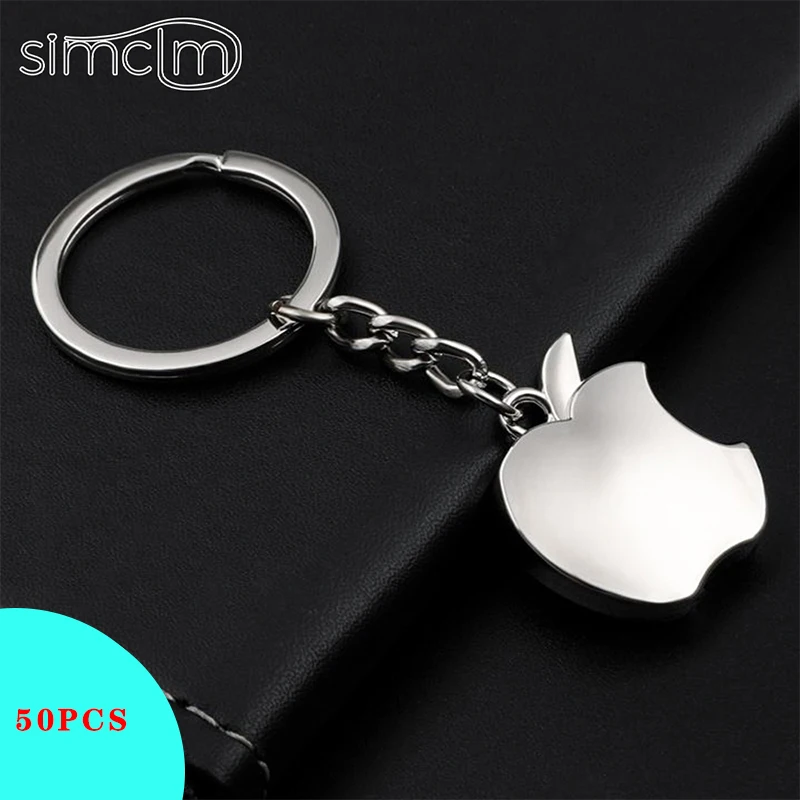 

50pcs Metal Apple Keychains Wholesale Fruit Key Rings Trinket Free Shipping Wedding Gift for Guests