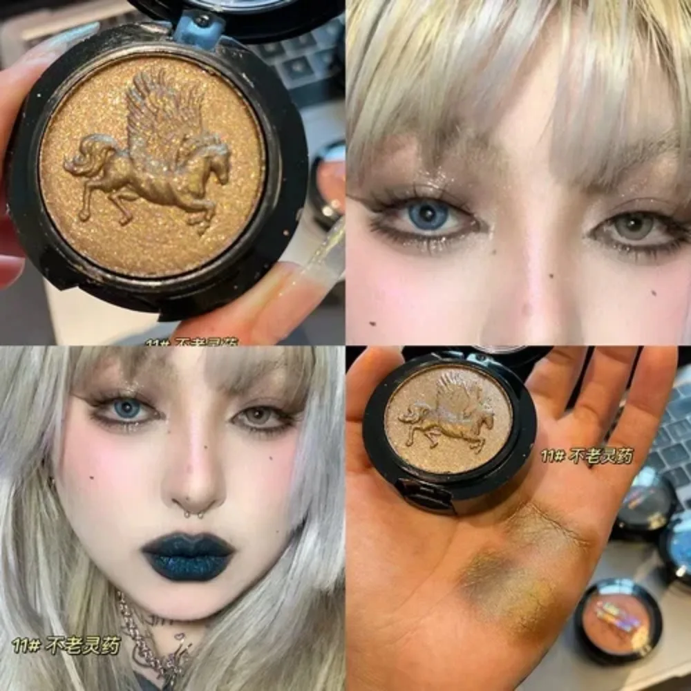 3D Relief Glitter Eyeshadows Powder Metallic Ultra-Fine Highlighters Chrome Shiny Powder Multifunction Women Make Up Blue Purple Eye Shadow
