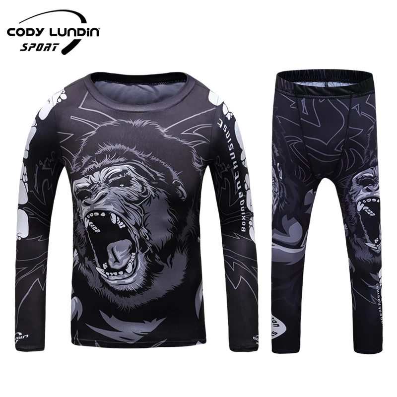 Cody Lundin Children Sublimation Printed Sports-Set New Design Boy Muay-Thai Boxing Fitness Suits Kid's Kickboxing MMA Rashguard 5