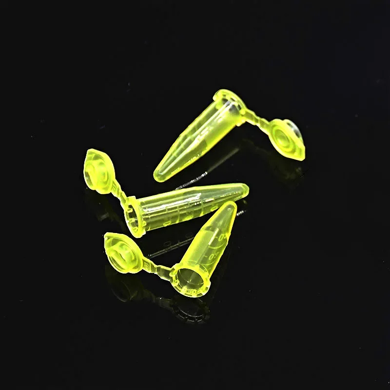 Microtubes Centrifuge Tube 1.5ml Laboratory Centrifugal PCR Tube Bottom Tip Yellow Color Scale Locked Cover Pack of 500/PK