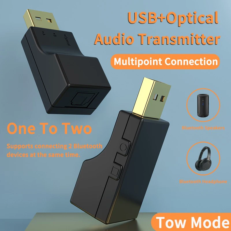 VAORLO Optical Fiber/USB Bluetooth Audio Transmitter USB Dongle Low Latency Stereo Wireless Adapter For Switch/PC/TV/PS4/XBOX bluetooth adapter bluetooth transceiver adapter audio adapter bluetooth aux adaptor