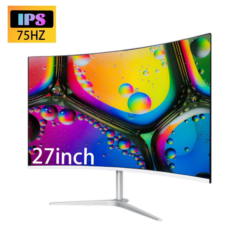 Monitor curvo de 27 pulgadas para PC de escritorio, pantalla Lcd FHD de  75Hz, 2ms, Panel IPS para juegos, LED, 1080P monitor para pc monitor 27  pulgadas curvo para pc monitor pc