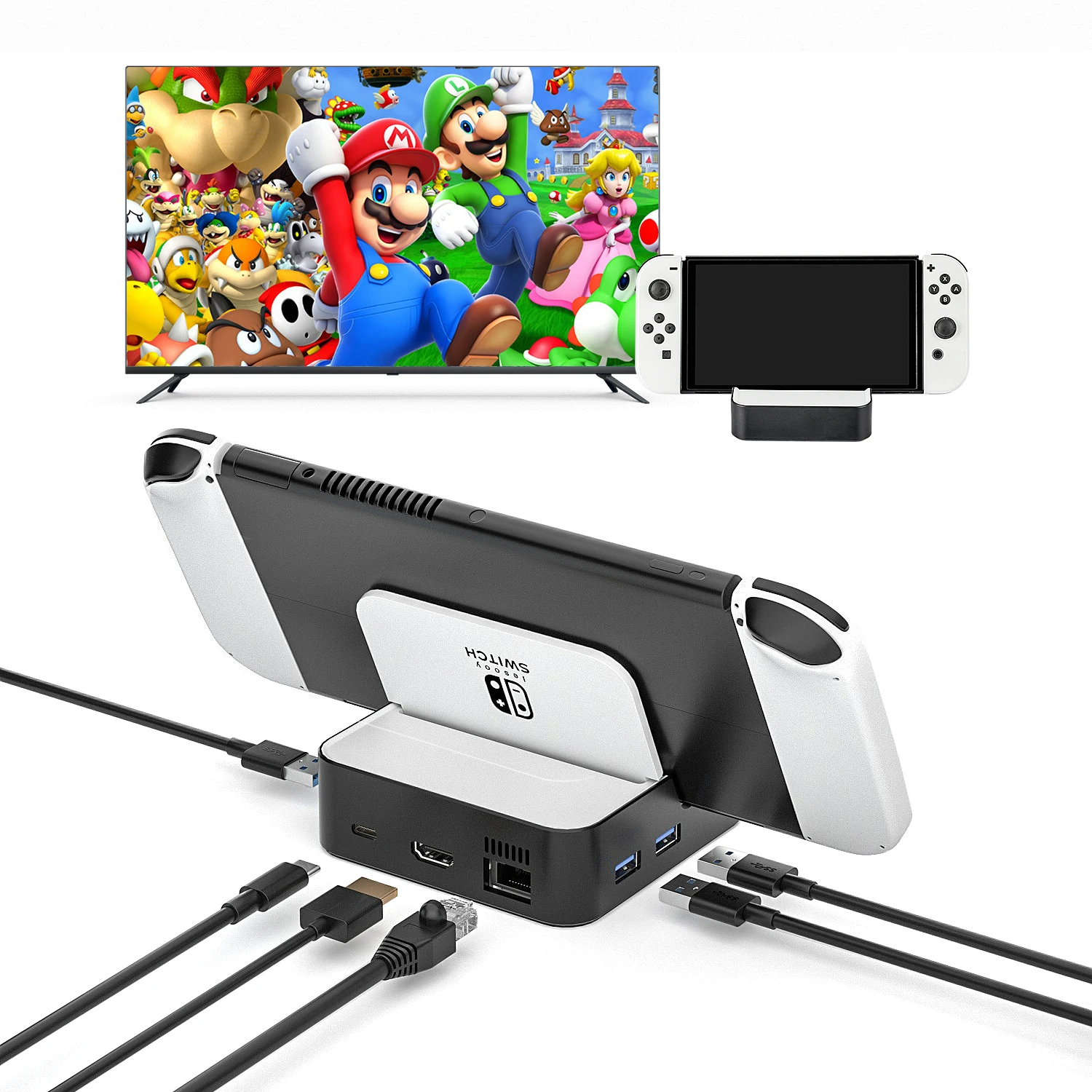 Tv Docking Station For Nintendo Switch Switch Oled Charging Adapter With Usb C Rj45 Hdmi-compatible Hd Video Converter - Accessories - AliExpress