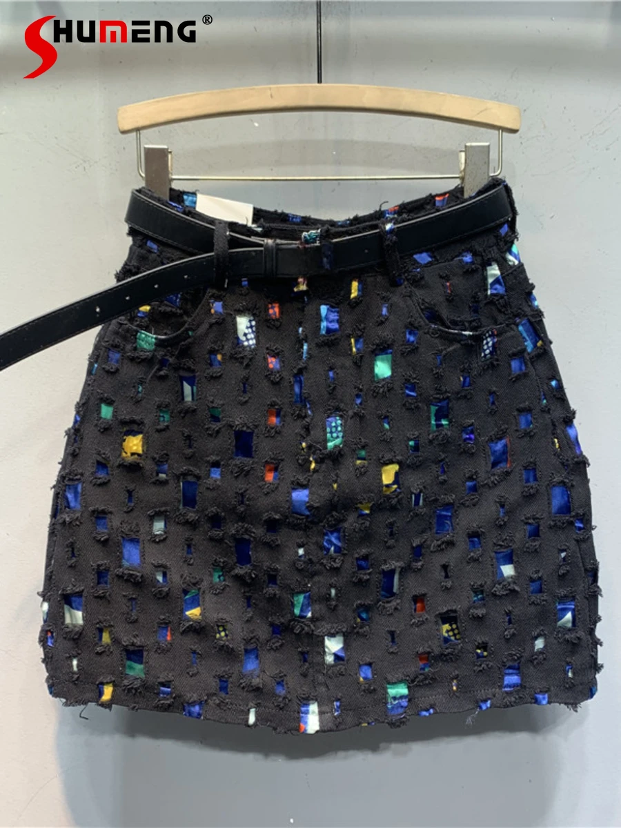 

Модные женские летние мини-юбки 2024 с высокой талией, трехмерные клетчатые джинсовые юбки А-силуэта, сексуальная юбка с завышенной талией, популярная юбка для девушек