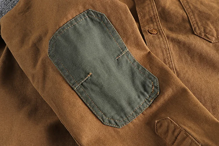 Men's Long Sleeve Cargo Shirt - Japanese Style Vintage Work Shirt With Multiple Pockets