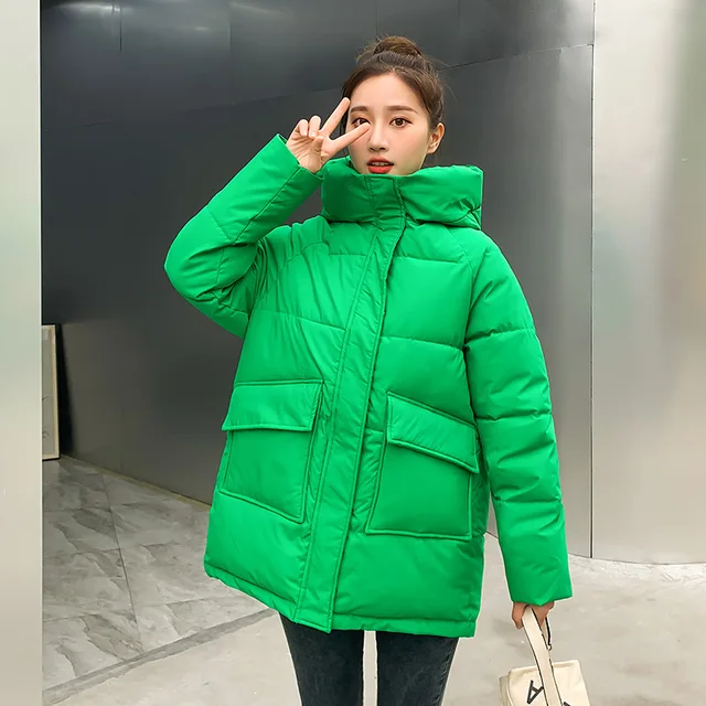 Autumn Winter Thicken Warm Medium Long Chic Parka Women Casual Sweety Solid Color Big Pocket Loose Hooded Coat Jackets Outwear 1