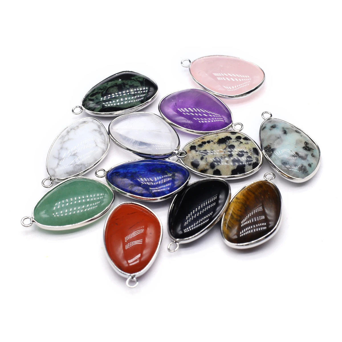 

2 PCS Natural Semi-Precious Stones Random Colour Irregular Teardrop Pendant for DIY Jewelry Making Handmade Earring Necklace