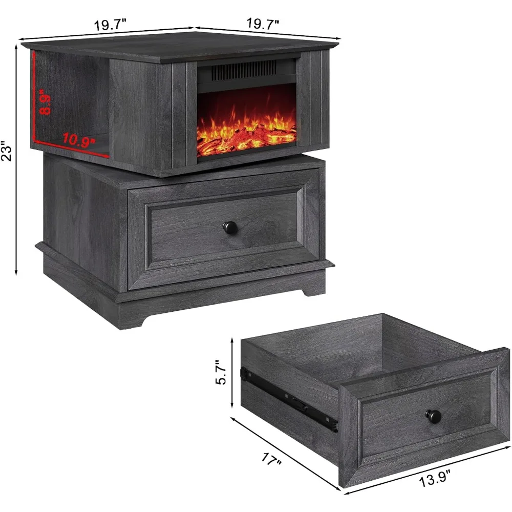Rotatable Electric Fireplace Heater,1400W Indoor Electric Stove Heater,4800BTU Fireplace Stove,3D Flame Effect 5