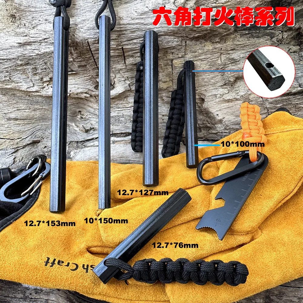 OutdoorSurvivalFlintOutdoorFireRodwithWhiteSteelScraperUmbrellaRopeCampingFireStarterEDCTool-AliExpress