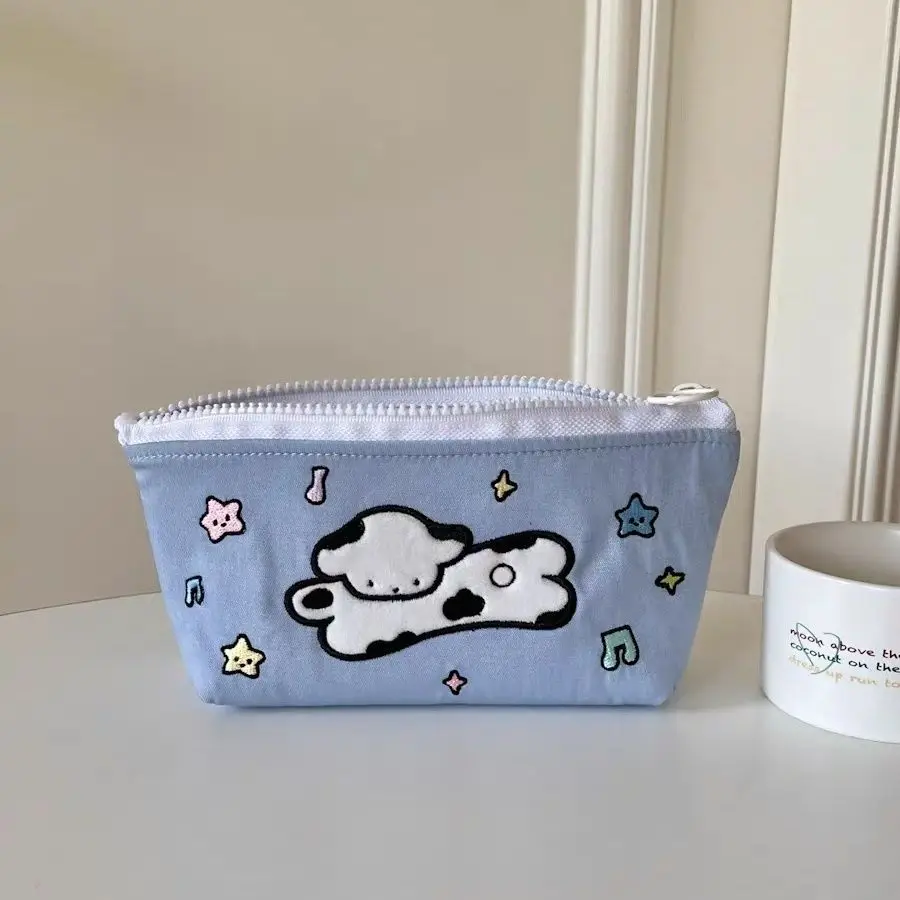 

Cute Puppy Canvas Blue Pencil Case Student Stationery Kawaii School Supplies Large Capacity Pencil Bag Back To School Cute Bag