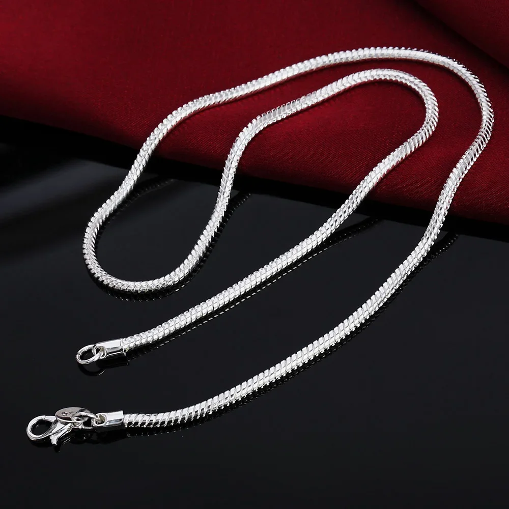 

Lihong 16-24 inch 925 sterling silver exquisite 3MM snake bone necklace for women fashion wedding engagement jewelry gift