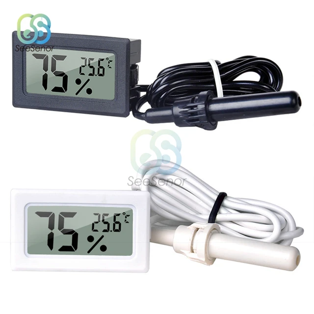 Mini Digital Thermometer Hygrometer with Battery Indoor Convenient  Temperature Sensor Humidity Meter Gauge Instruments 1M Cable - AliExpress