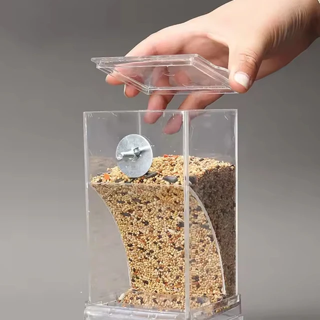 1PC Parrot Feeder Anti-Spill Transparent Bird Food Box Clear Feeding Device for Parrots Durable Bird Feeding Box 3