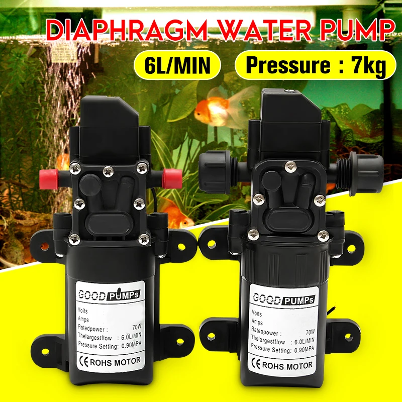 

Automatic Flow Switch 6L/Min DC12V 72W 130PSI AUTO Diaphragm Water Pump Small Safe High Pressure Self Priming Pumps