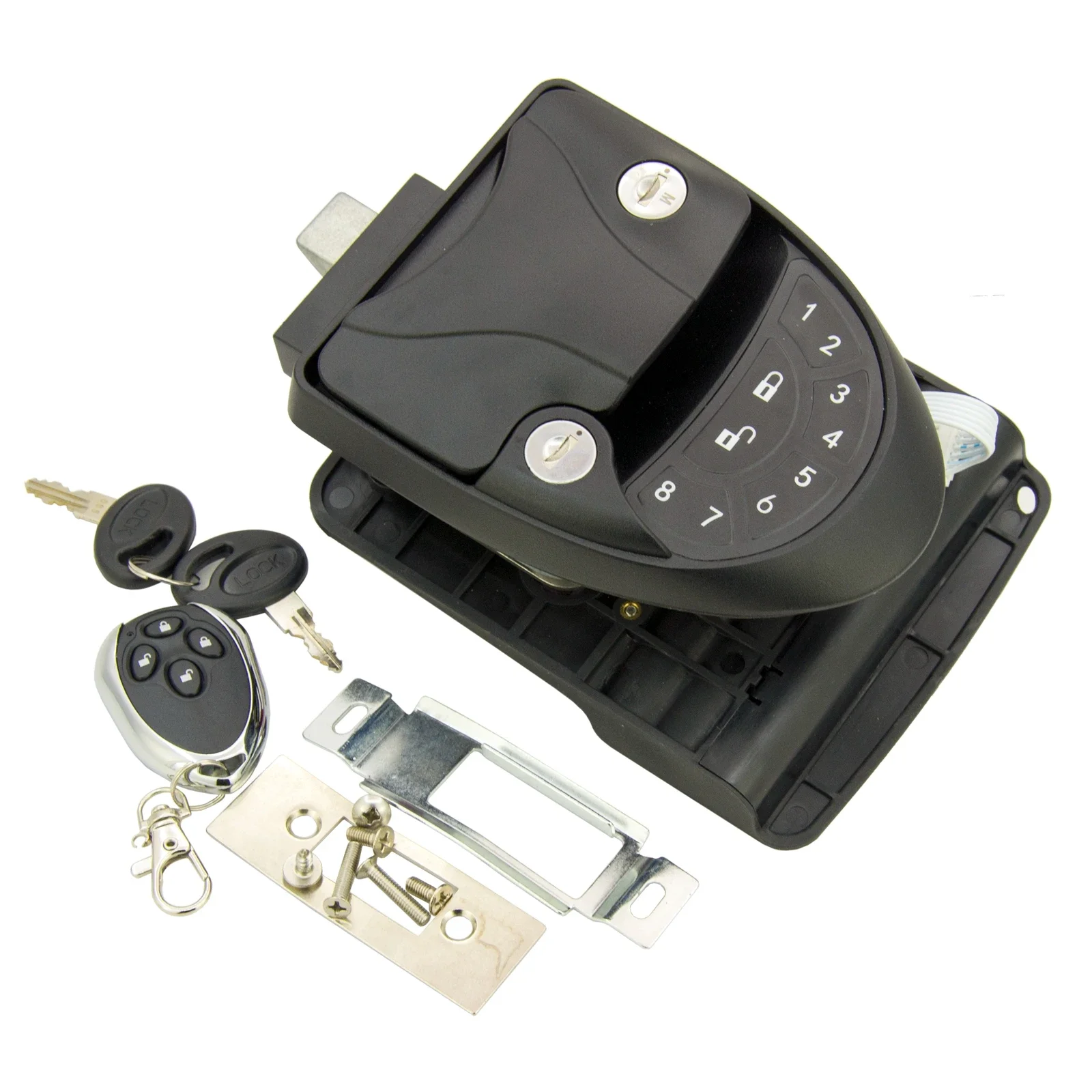 

RV Keyless Entry Door Lock Handle Latch Wireless Right Install Remote Control for Caravan Camper Yacht Ferry